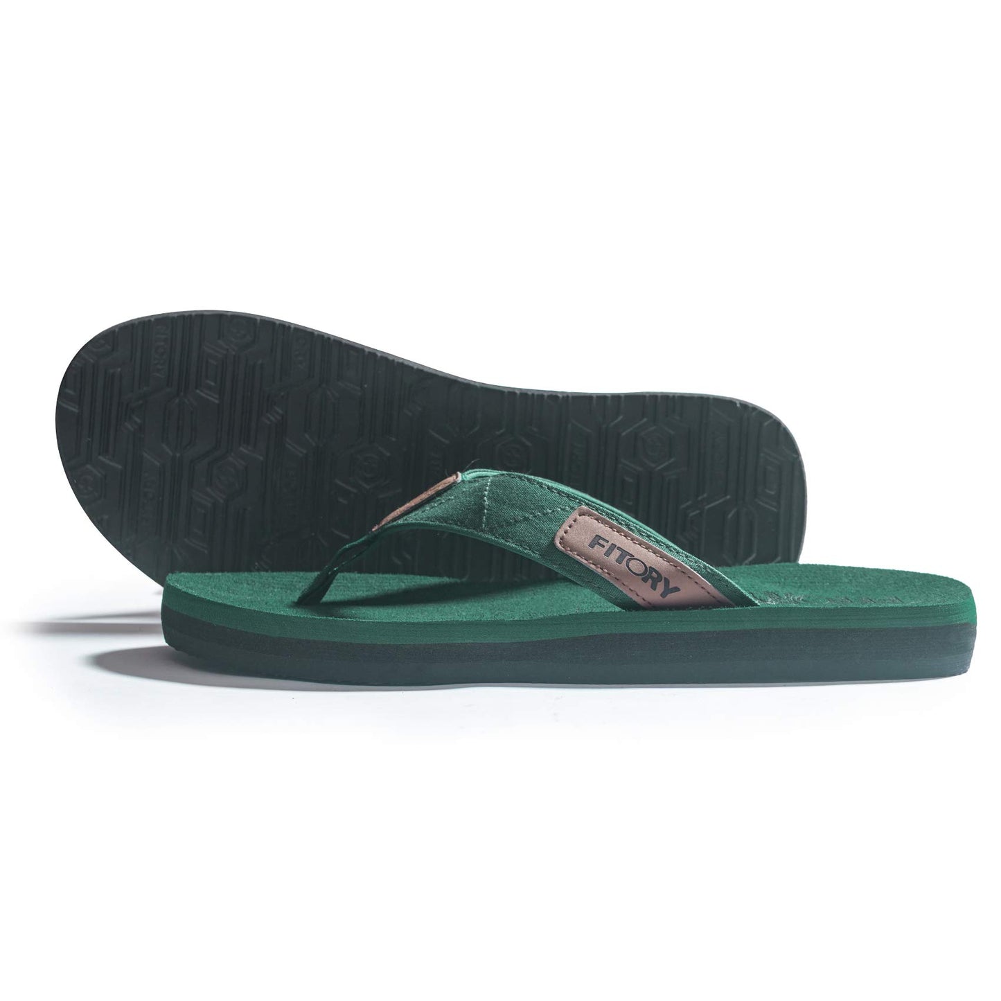 FITORY Men's Flip-Flops, Thongs Sandals Comfort Slippers for Beach Green Size 7