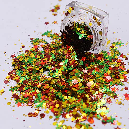 10 Grams/Pack - Christmas Holiday Snowflake Tree Mixes Series Glitter - Festival Rave Beauty Makeup Face Body Nail Art Craft Tumbler Decoration CH122