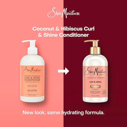 SheaMoisture Curl & Shine Conditioner 4 Count Coconut & Hibiscus, for Thick, Curly Hair to Moisturize & Soften, 13 oz