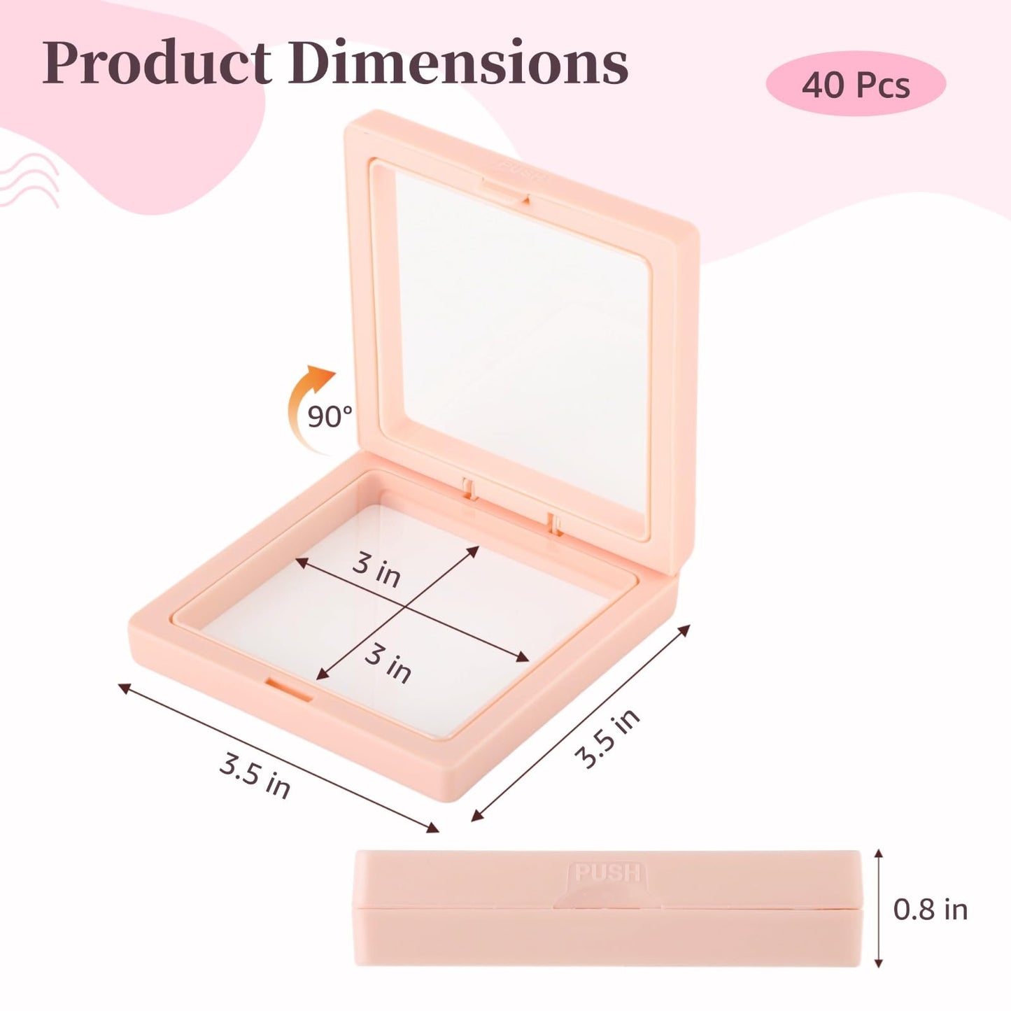 Press On Nail Display Boxes, 40 Pcs 3D Floating Cases, Clear PE Film Storage - Nail Art Organizer & Earring Display for Salons