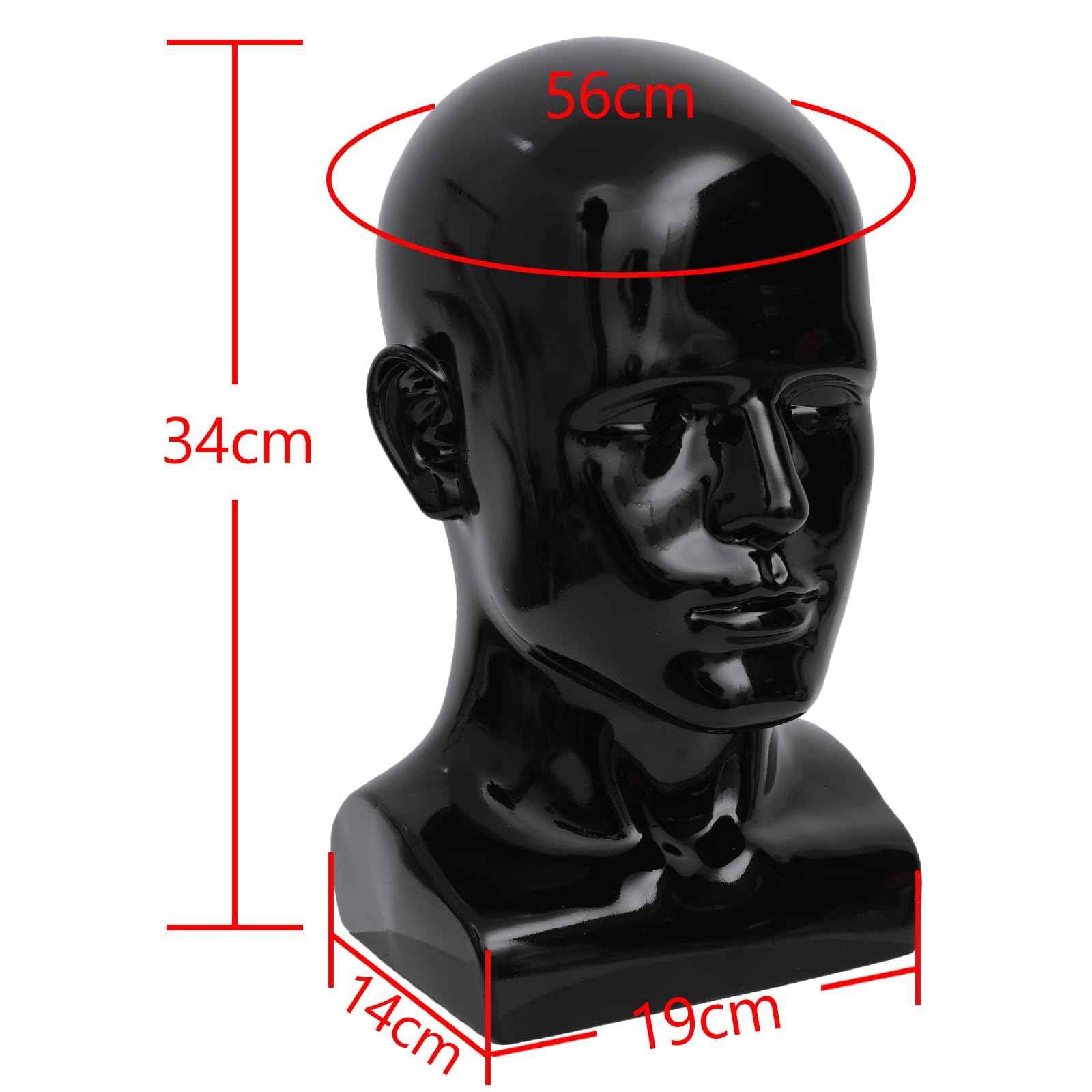 Male Mannequin Head Professional PVC Manikin Head for Display Wigs Hats Headphone Mask Sunglasses Scarf Jewelry Display Stand (Light Black)