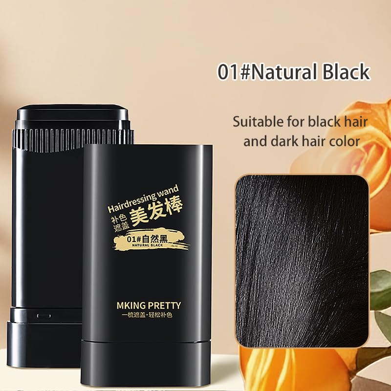 Black Hair Dye Stick for Gray Roots Instant Root Touch Up - 2 Pack