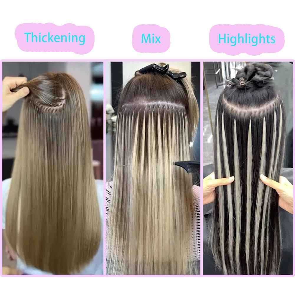 Saisifen Curlable U-tip Human Hair Extensions 33# Copper Brown Keratin Nail Tip Hair Extension 100 Strands 0.5g/strands Straight Brazilian Remy Hair 16 Inch (40cm)