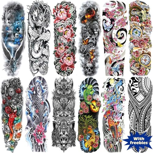Waterproof Full Arm Temporary Tattoos for Men & Women