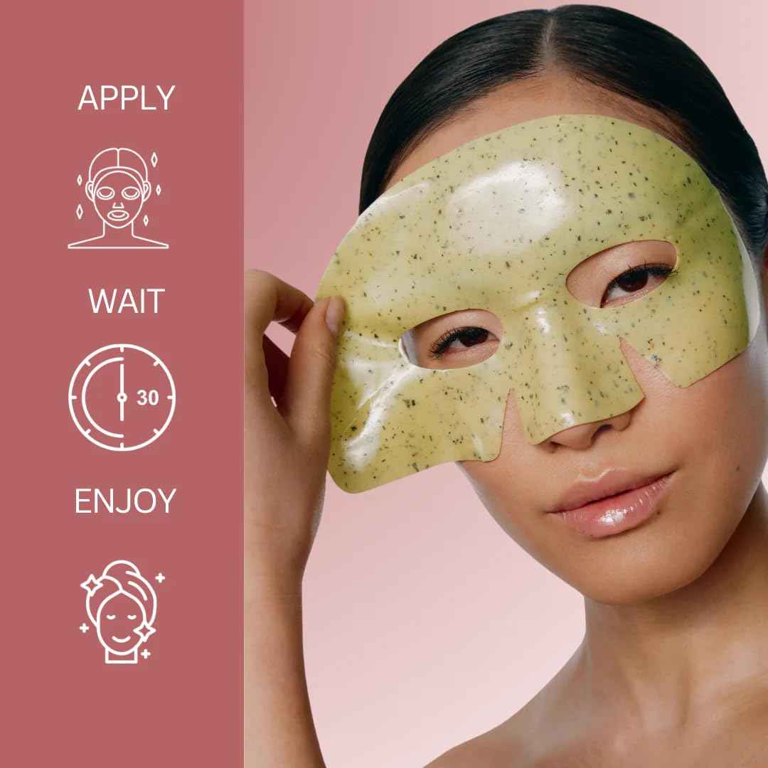 COCOBEAUTY Matcha Mask – Calming Peel Off Mask for Face – Deep Cleansing & Hydrating Green Tea Facial Mask for Smooth, Radiant Skin (16 units)