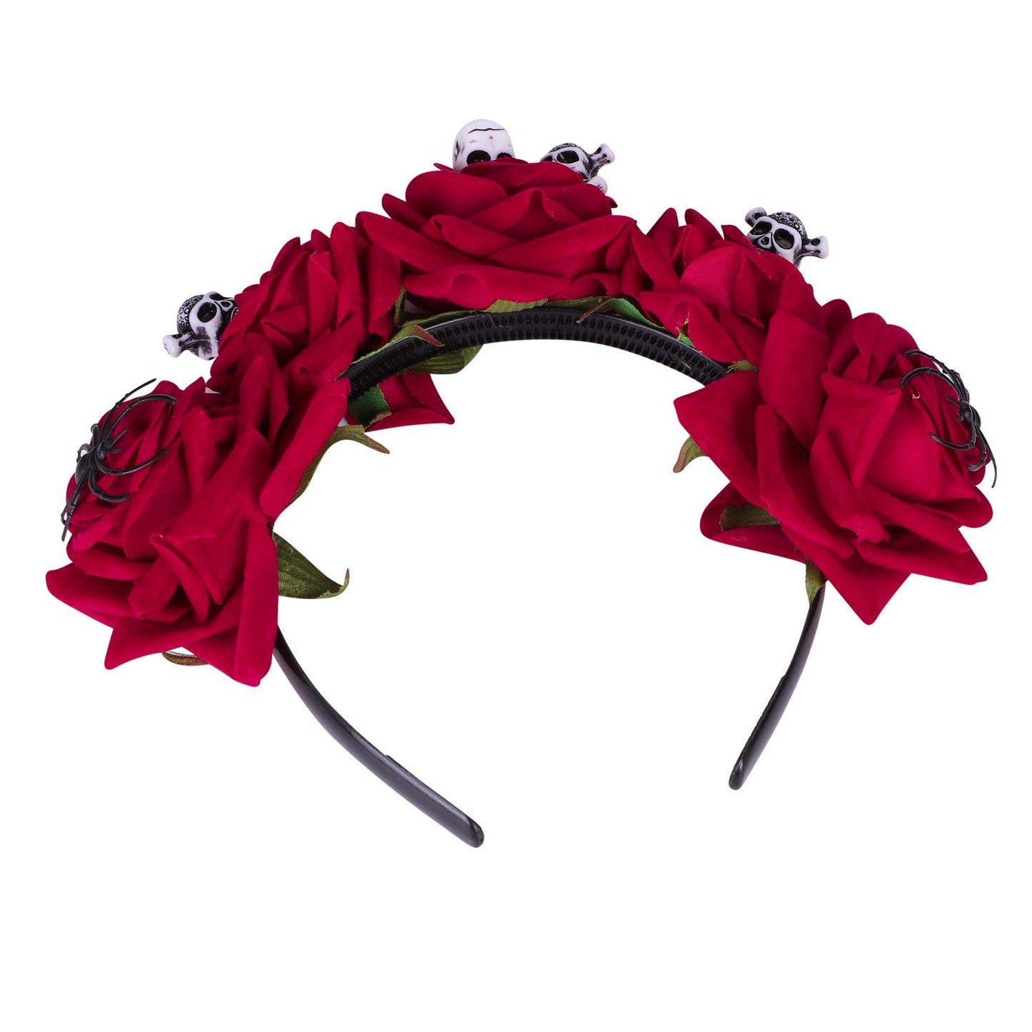 HAOZAIKEJI Halloween Rose Headband Gothic Skull Hair Hoop Day of The Dead Hair Band