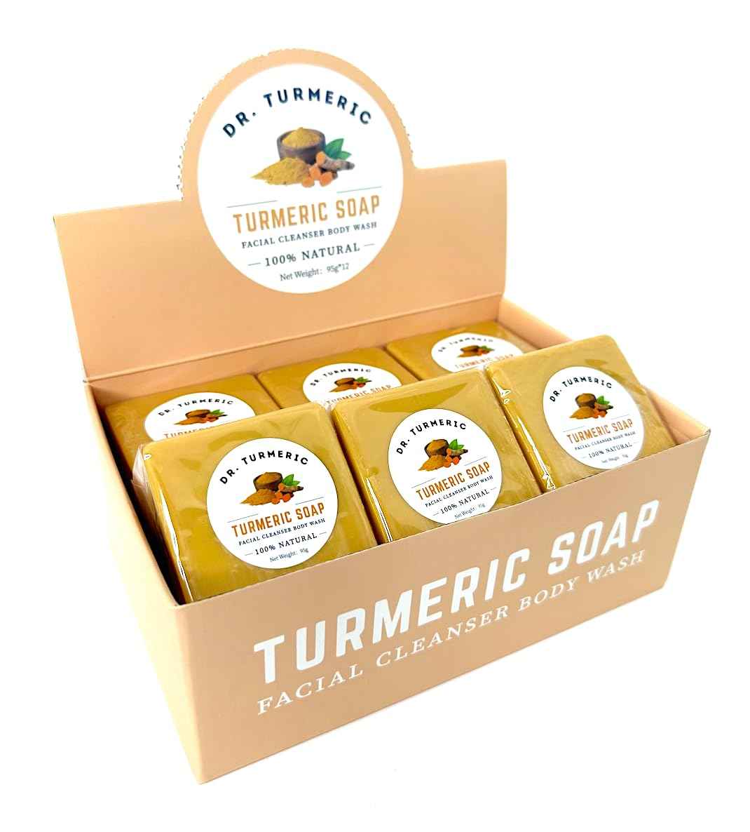 Turmeric Soap Bar | Face & Body Cleanser | Moisturizing | Lathering | Deep Cleansing | Evens Skin Tone | Refreshing Scent | Radiant Skin| 12 Pack