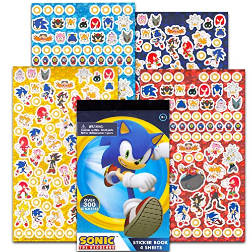 Sonic the Hedgehog Stickers and Tattoos Super Set - Bundle with 300+ Stickers and 50 Temporary Tattoos | Sonic Party Supplies for Kids