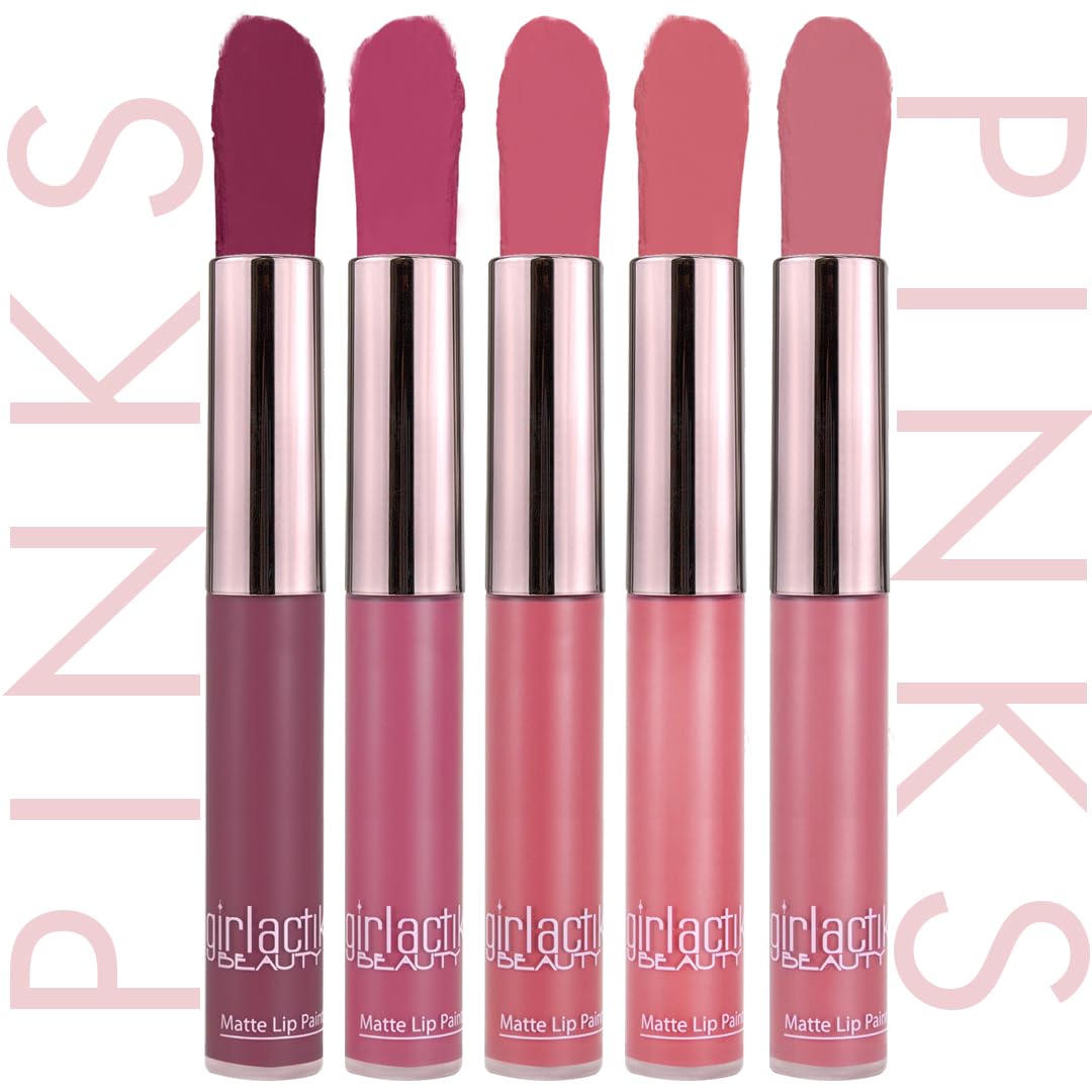 Girlactik Long Lasting Matte Lip Paint Liquid Lipstick in Allure- Long wearing, Smooth Application, Pigmented, Non-Crack Formula, Lightweight, 7.5 ml / .25 oz, (Sweet)