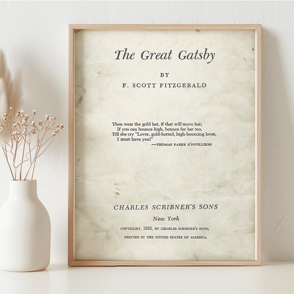 The Great Gatsby Title Page - 11x14 Framed Typography Book Page Print -Great Gift and Decor for F. Scott Fitzgerald and Literary Art Fans