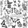Temporary Tattoo Stickers for Women - 12 Sheets Butterfly Flower Black Waterproof