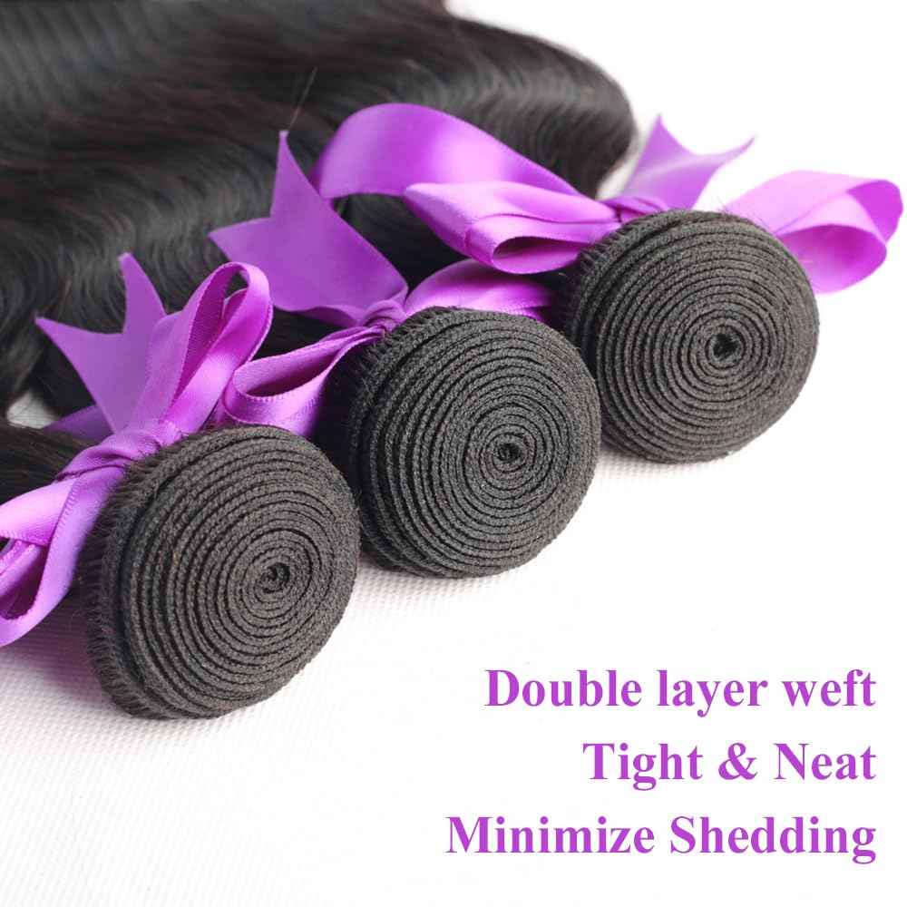 ALLRUN 10A Body Wave Bundles 100% Unprocessed Human Hair Body Wave 1 Bundle(20 Inch) Brazilian Virgin Hair Weave Human Hair Bundles Remy Hair Extension