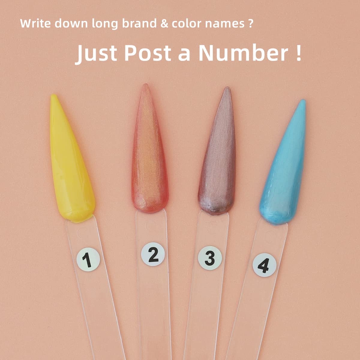 200pcs Nail Swatch Sticks with Number Stickers Nail Color Display Stiletto Tips Clear Nail Sample Sticks with Ring Practice Nail Tips Nail Supplies for Nail Techs Professional Nail Salon