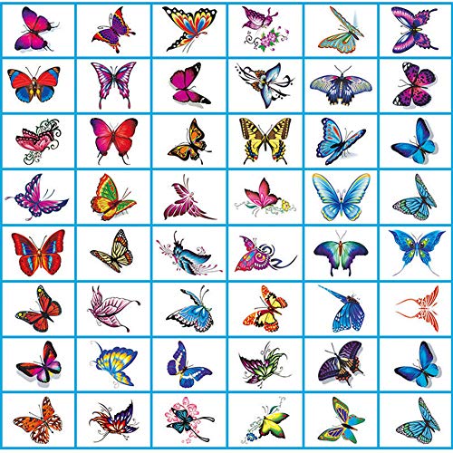 ELANE 100 Pcs Butterfly Flower Waterproof Temporary Tattoos for Women,Fake Tattoos for Kids,Small Temporary Tattoos for Women Sexy,Fake Tattoos for Girls