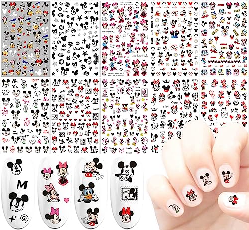 DIBESTS 3D Nail Art Stickers Cute Nail Decals Self Adhesive Cute Nail Stickers Designs Cartoon Nail Sticker for Girls Women Kids Manicure Decoration Nail Accessories Gifts (4 Sheets 280+ Decals)