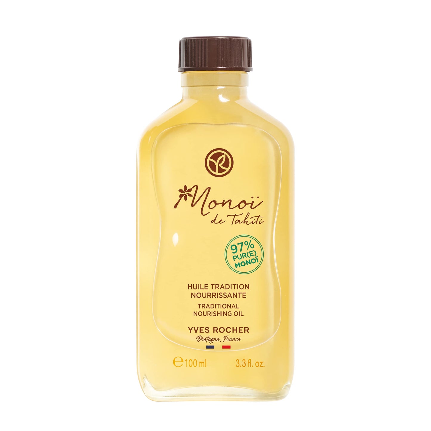 Yves Rocher Monoï de Tahiti Traditional Nourishing Oil for Body and Hair – 3.4 Oz – 1 Ct