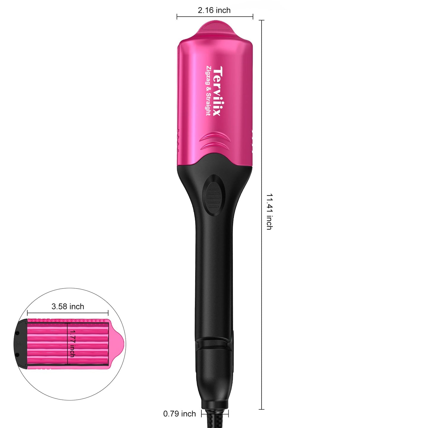 Terviiix Crimper Hair Iron with 4 Interchangeable Plates, Keratin & Argan Oil Infused Hair Crimper for Women, Volumizing Crimping Iron for Thin Fine Hair, 5 Heat Settings & 60 Mins Auto Off, Pink