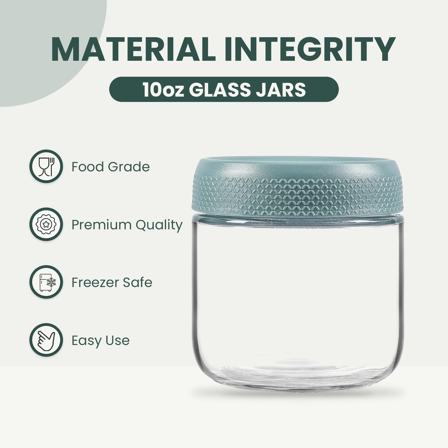 NETANY 6-pack 10oz Glass jars with Airtight Lids, Overnight Oats Containers with Lids, Wide mouth Mason Salad jars, Glass Food Storage Containers for Snacks Yogurt Spice Sugar