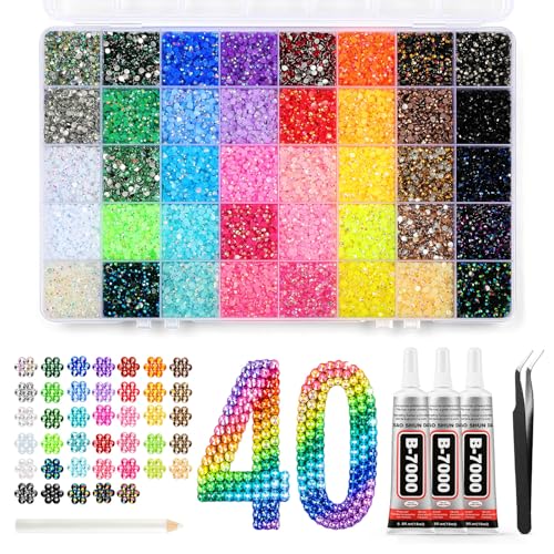 3mm Flatback Rhinestones Bedazzling Kit - 40000 Pcs, 40 Colors