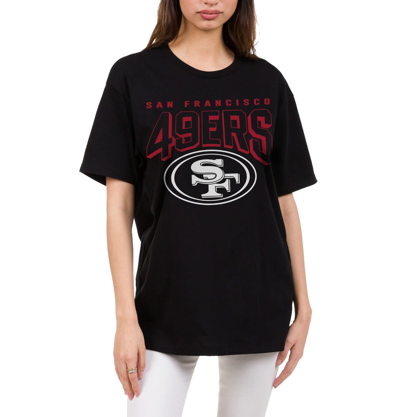 Junk Food Clothing x NFL - San Francisco 49ers - Bold Logo - Unisex Adult Short Sleeve Fan T-Shirt for Men and Women - Size Medium