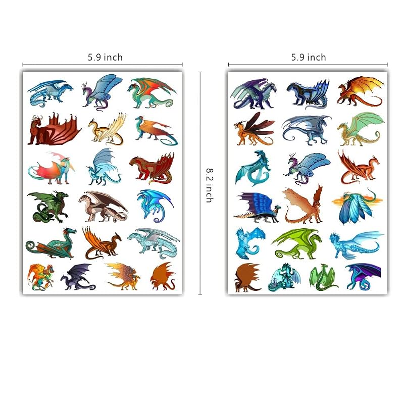 Wings of Fire Temporary Tattoos for Kids (8 Sheets)