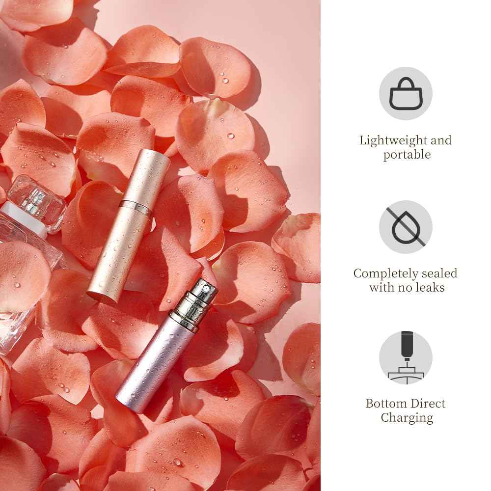 DIOHIO 5ml Perfume Atomizer Travel Refillable, 3PCS Perfume Travel Refillable Bottle,Bottom-Filling Fragrances Perfumes Bottle,Mini Cologne Dispenser,Portable Sprayer (Black-Grey-Purple