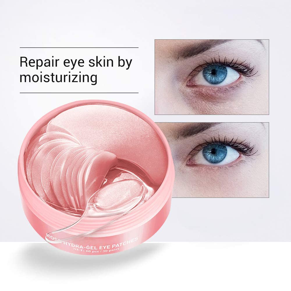 AKARY Eye Patches Rose Hydra-Gel Eye Mask Sheet Lady Skin Care Pad Remove Fine Lines Smooth Repair the Eyes Skin, Under Eye Gel for Moisturizing and Relieving, Firm the Look of the Eye Area