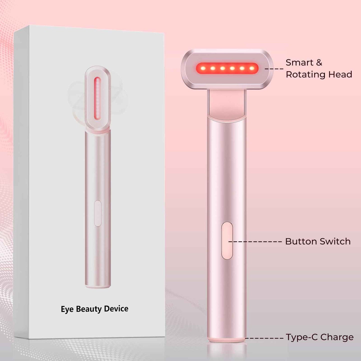 Red-Light-Therapy-for-Face,7 in 1 LED Light-Therapy-Wand for Face and Neck - Microcurrent Facial Device for Anti-Aging - Face & Eye Massager Skincare (7 Colors led Light)