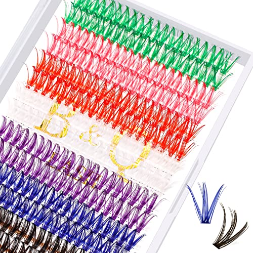 Lash Clusters Colored DIY Eyelash Extensions 280 Clusters Lashes 40D-D-16mm LASH 7 Color Mix Volume Eyelash Clusters Wispy Individual Lashes Cluster DIY at Home(7MIX,40D-D-16mm)