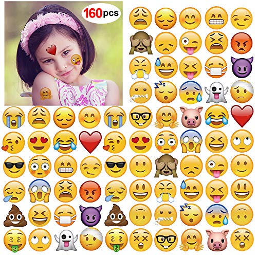 Emoticon Temporary Tattoos 160pcs 2" - Konsait Smiley Face Body Stickers