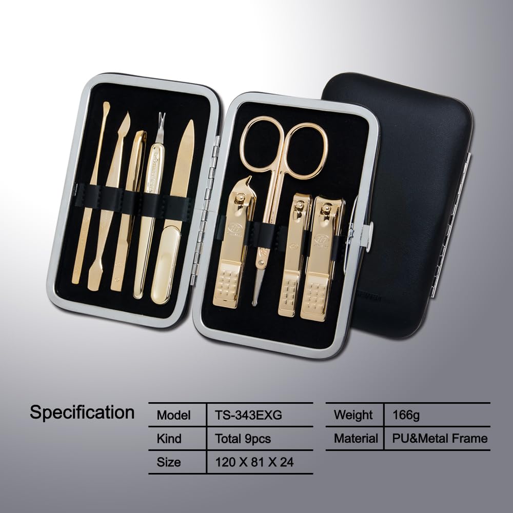 Korean Nail Clipper World No. 1 Three Seven (777) Super Sharp Clean Cut Sturdy Design Gift and Travel Travel Manicure Grooming Kit Nail Clipper Set (9 PCs, 343BEXG), Made in Korea, Since 1975