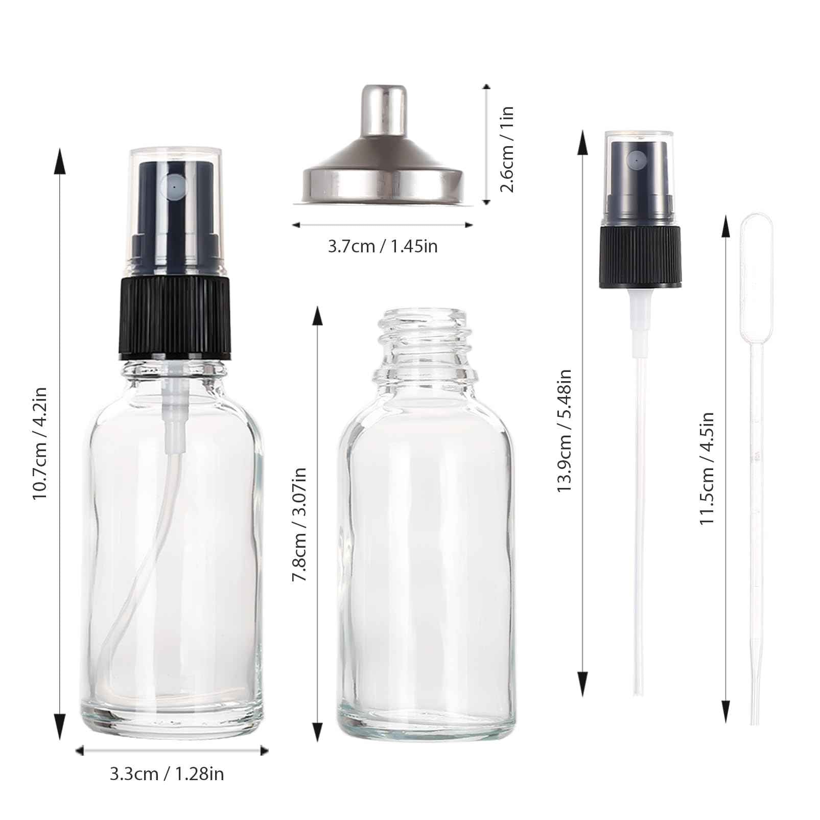 ALIFEIA 1 oz Glass Spray Bottles,Small Empty Fine Mist Refillable Travel Spray Bottle for Cleaning,Perfume,Aromatherapy,Cosmetic Sprays,Hair,Essential Oils with Fine Mist Dispenser（3 Pack）