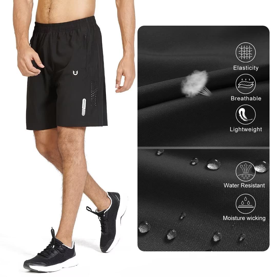 NORTHYARD Men's Athletic Running Shorts Quick Dry Workout Shorts 7"/ 5"/ 9" Lightweight Sports Gym Basketball Shorts Hiking Exercise Black XS