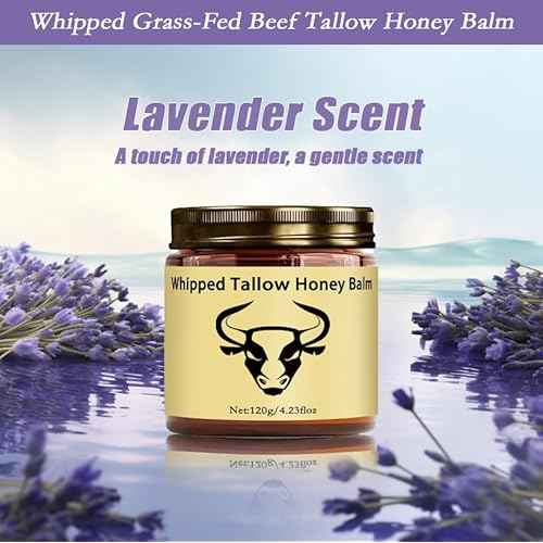 Beef Tallow for Skin - Lopeie Whipped Tallow Honey Balm, Lavender, Deep Moisturization, Natural Hydrating Cream, Relief for Dry & Sensitive Skin 2.11oz