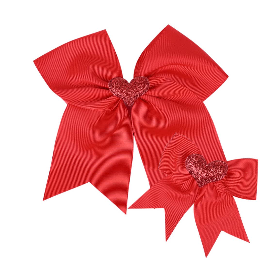 nqyuo Valentines Cheer Hair Bow Girls Ponytail Holder Valentines Day Hair Clips Bow NDV01 (Red Bow)