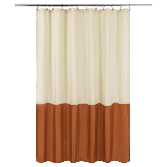 ALYVIA SPRING Waterproof Fabric Shower Curtain Liner - Soft & Light-Weight Cloth Shower Liner, 3 Bottom Magnets, Hotel Quality & Machine Washable - Standard Size 72x72, Cream and Orange