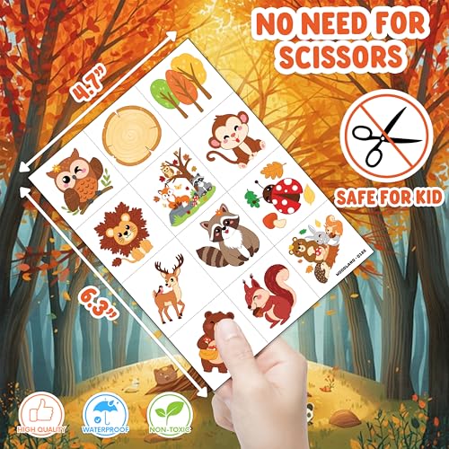 96 PCS Woodland Animal Temporary Tattoos for Kids