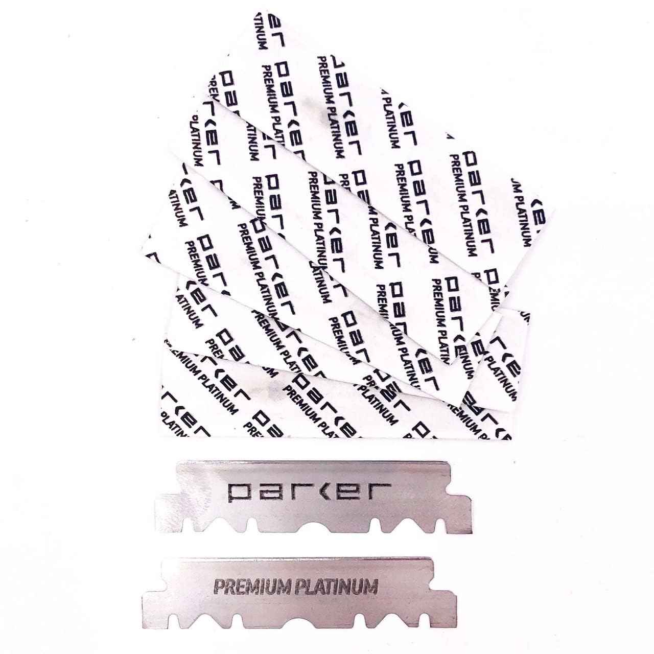 Parker SRP Pine Wood Handle Straight Edge Barber Razor – Stainless Steel Clip‑Type Straight Razor, 5 Premium Half DE Blades Included