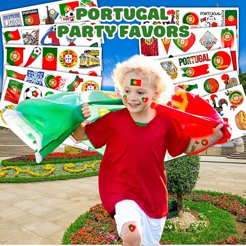 Portugal Temporary Tattoos Sticker UEFA Euro Portugal Flag for International Competitions 2024 European Championship Olympic Games Football World Cup Party Supplies Favors