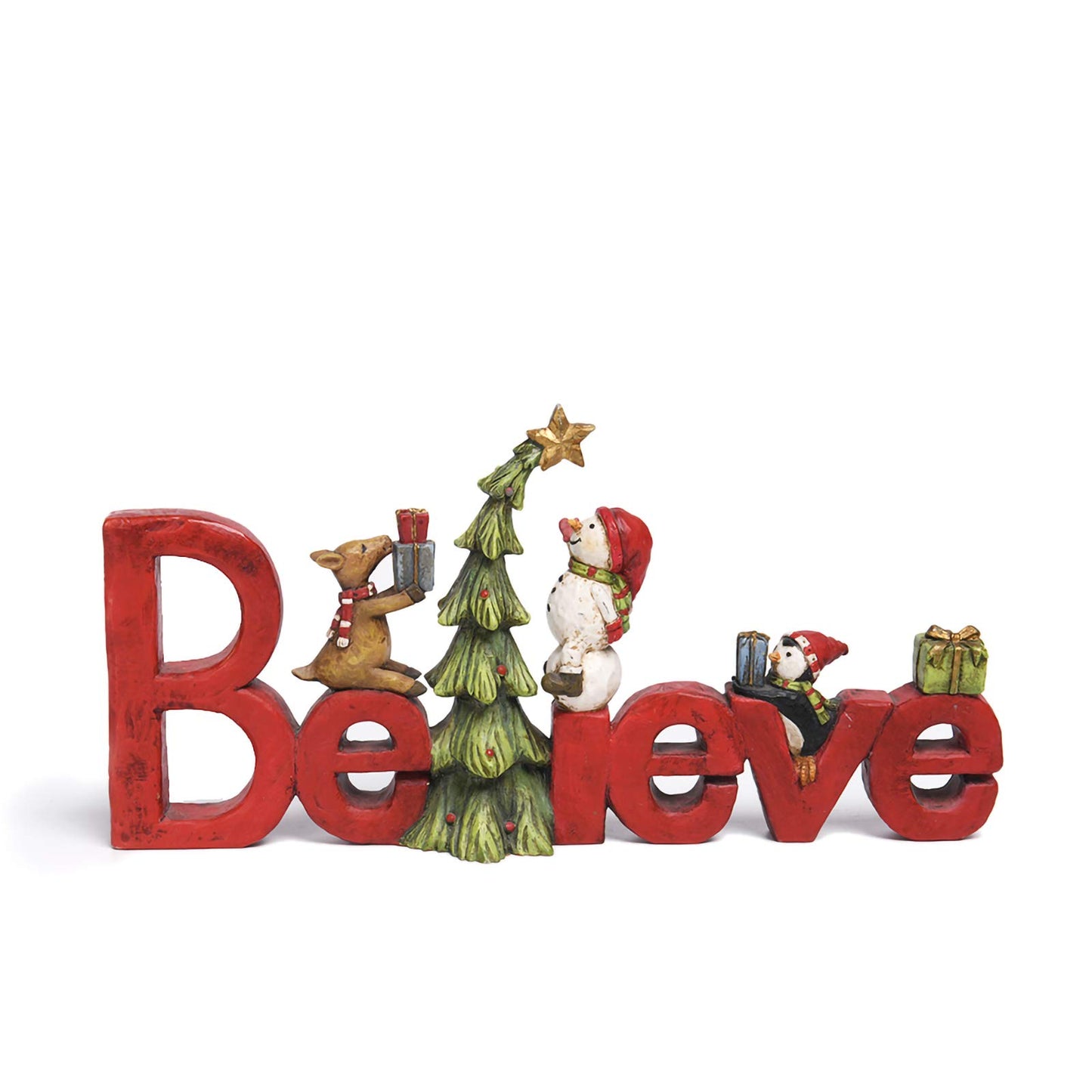 Newman House Studio Believe Sign Christmas Decor Tabletop - Christmas Holiday Figurine Christmas Decorations 8.5 * 1.5 * 4 Inch