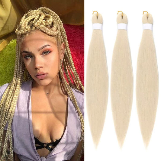 Blonde Braiding Hair Pre Stretched Easy Braiding Hair Yaki Texture Professional Synthetic Braiding Hair 26 Inches Braids Hot Water Setting for Box Crochet Hair Extensions(3pcs, Blonde)