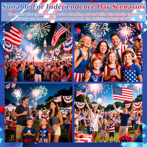 Boko Patriotic Temporary Tattoos - Red White Blue Freckles