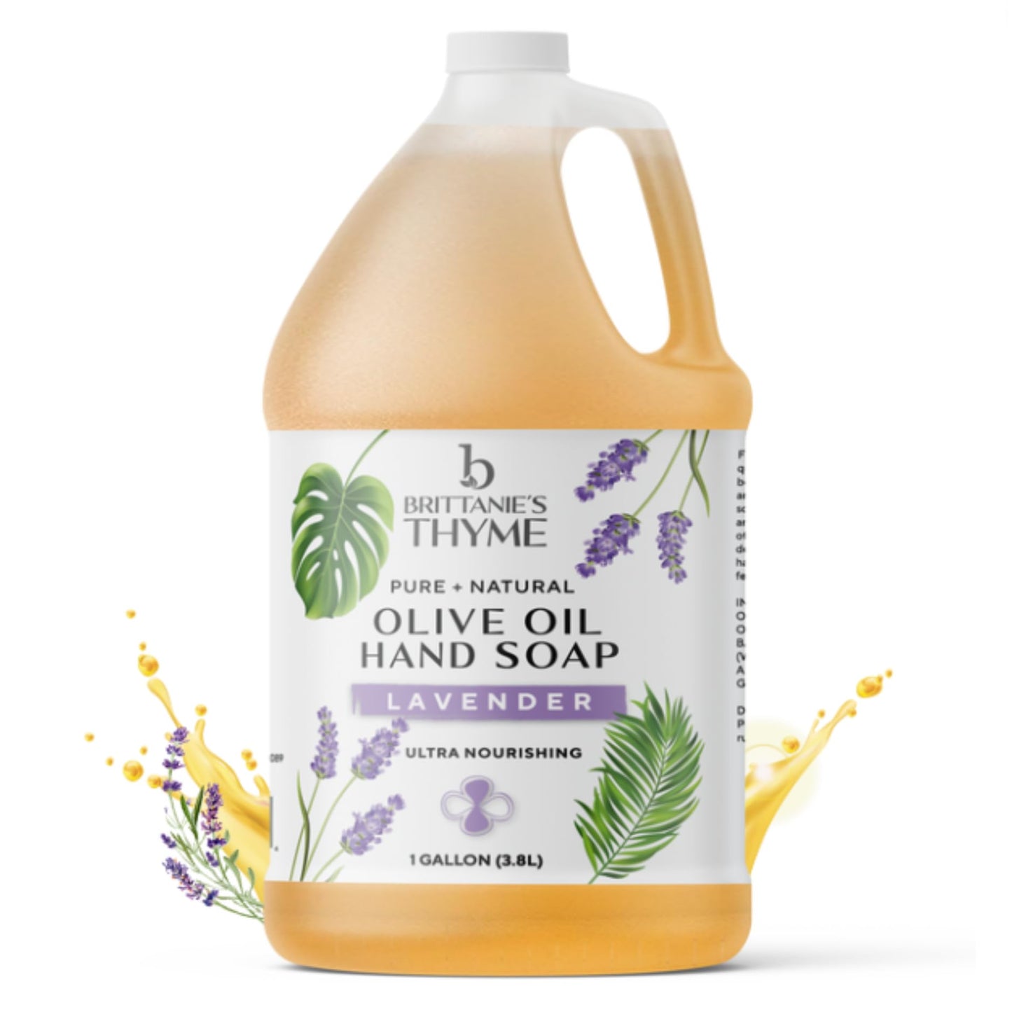 Brittanie's Pure Organic Castile Lavender Liquid Olive Soap Refill, 1 Gallon | Made with Natural Luxurious Oils, Vegan & Gluten Free Non-GMO, For Face, Body, Dishes, Pets & Laundry