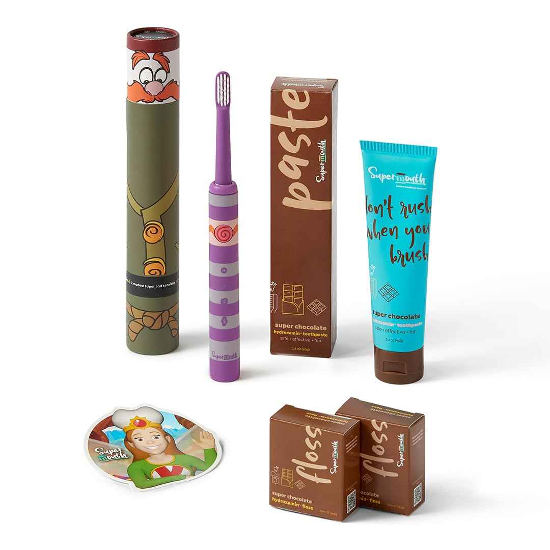 SuperMouth Smile Sidekick Sonic Toothbrush for Kids – Rechargeable, 3 Brushing Modes, Ultra-Soft Bristles, 2-Min Timer, Replaceable Brush Head – Includes Augmented Reality Sticker to Teach Brushing