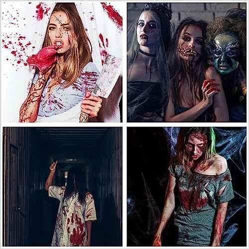 BOBISUKA 3PCS Halloween Fake Blood Makeup Kit - Coagulated 1.41oz + Spray 1.76oz + Dripping 1.76oz, Realistic Washable SFX Makeup for Zombie Monster Mouth Clothes Dress Up