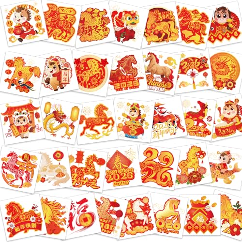 72pc Chinese New Year Temporary Tattoos 2026 Year of Horse