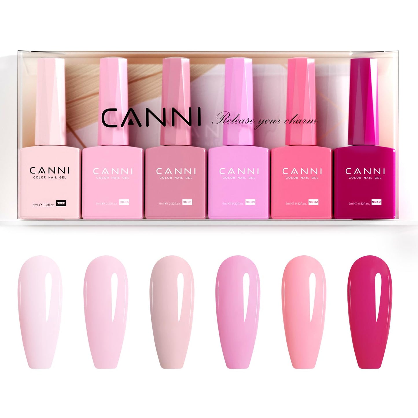 CANNI 9ml Hema-Free Gel Nail Polish Set- 6Pcs Light Pink Nail Gel Manicure Kit, Soak Off LED Polish DIY at Home Salon Gifts for Women Girls