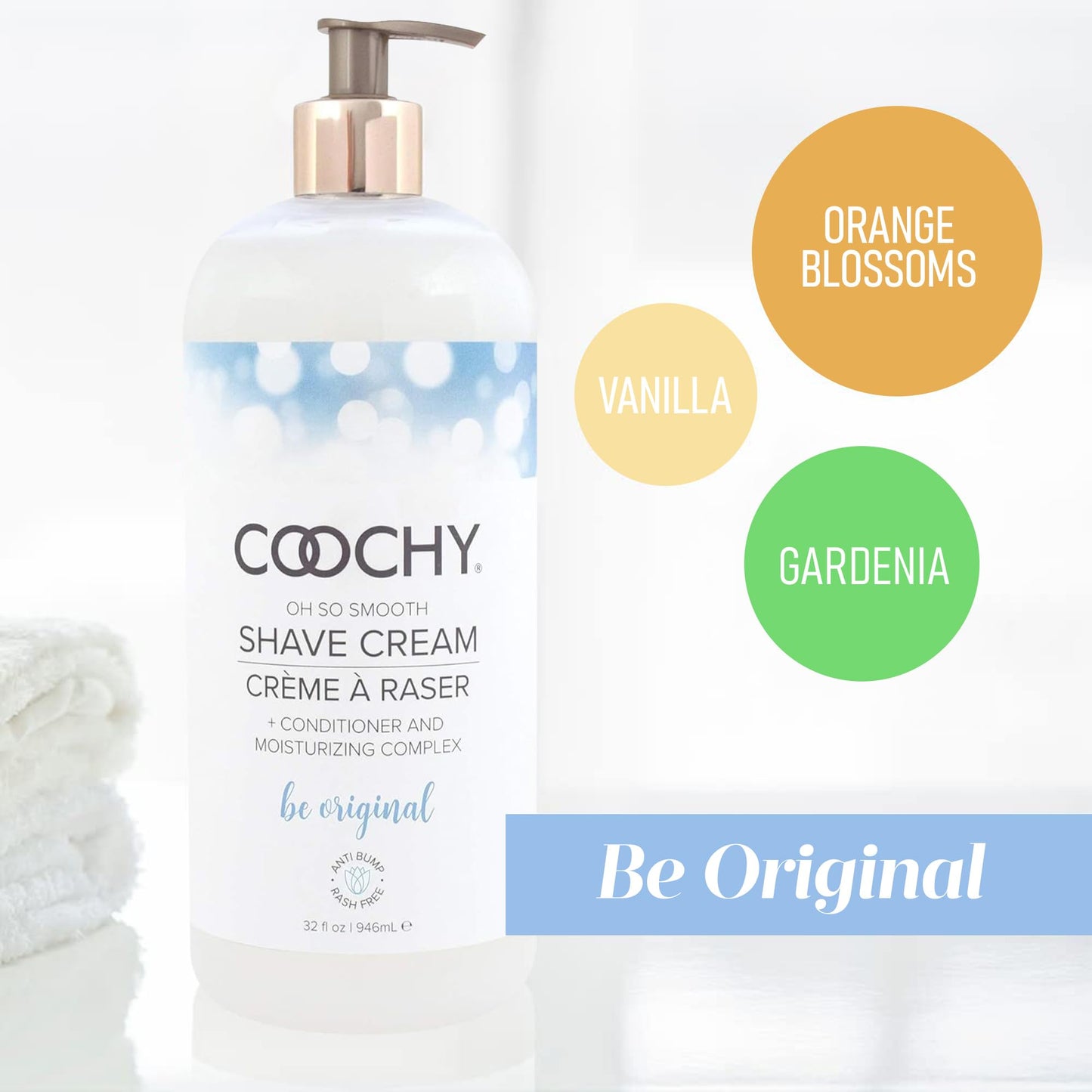 Coochy Intimate Shaving Cream | Shave Conditioner & Moisturizer for Face & Body | Ideal for Sensitive Skin Care, Anti-Bump | Be Original, 32 oz