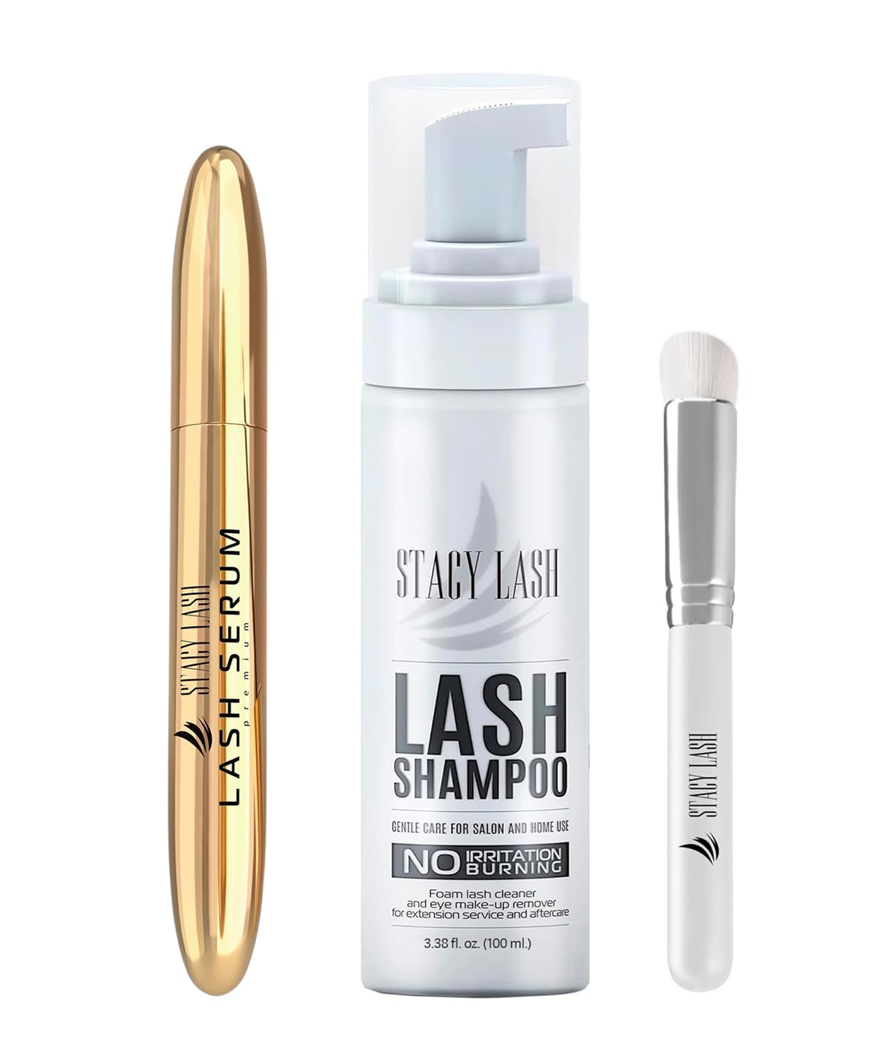 Lash Shampoo 100ml+ Eyelash Growth Serum by Stacy Lash/Eye Makeup Remover + Lash Serum for Eyelash Growth and Thickness/Lash Cleaning Kit of Lash Cleanser + Brush & Eyelash Serum to Grow Lashes…