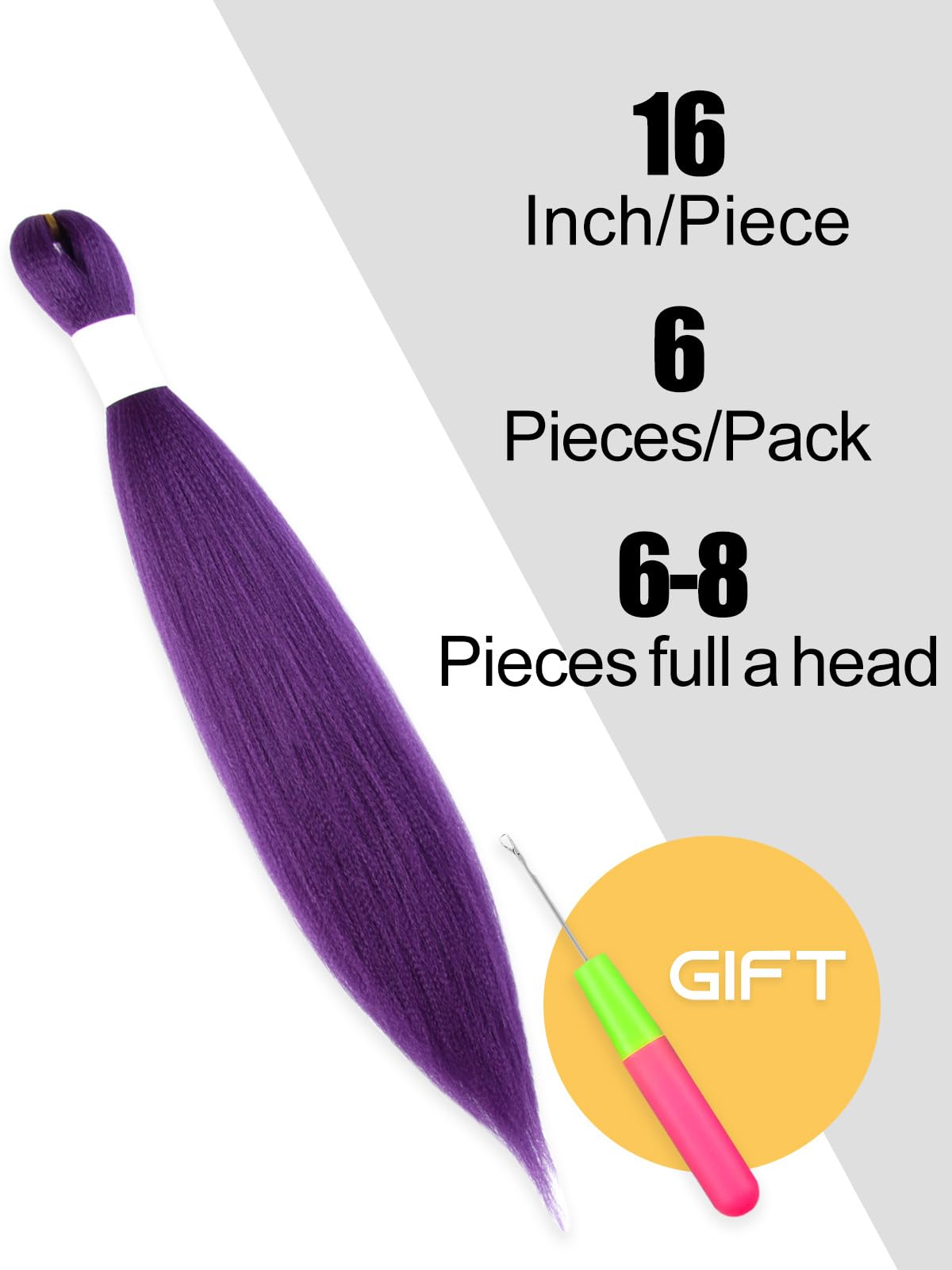 KAVSORAPI Dark Purple Braiding Hair 16 Inch Pre Stretched Hair Colored Short Straight Crochet Braids Yaki Texture Synthetic Fiber 6 Packs (Dark Purple)